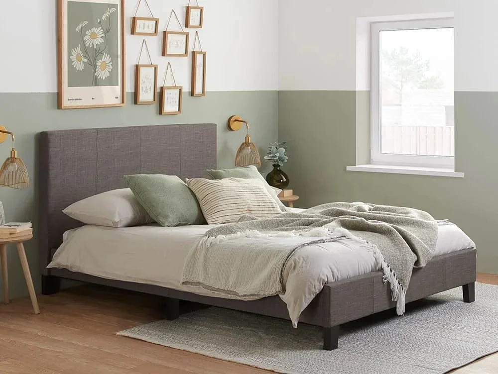 Birlea Furniture & Beds Clearance - Birlea Berlin 4ft6 Double Grey Fabric Bed Frame