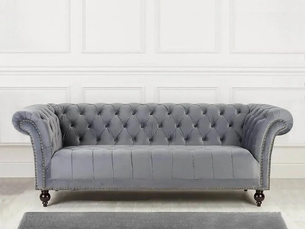 Birlea Furniture & Beds Clearance - Birlea Chester Grey Velvet Fabric 3 Seater Sofa