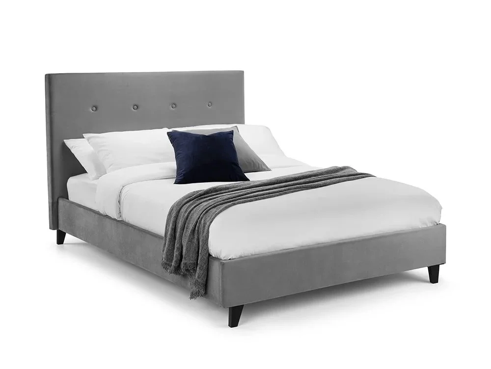 Julian Bowen Clearance - Julian Bowen Shoreditch 4ft Small Double Grey Velvet Fabric Bed Frame