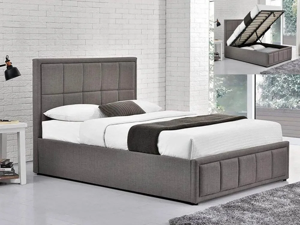 Birlea Furniture & Beds Clearance- Birlea Hannover 4ft Small Double Grey Fabric Ottoman Bed Frame