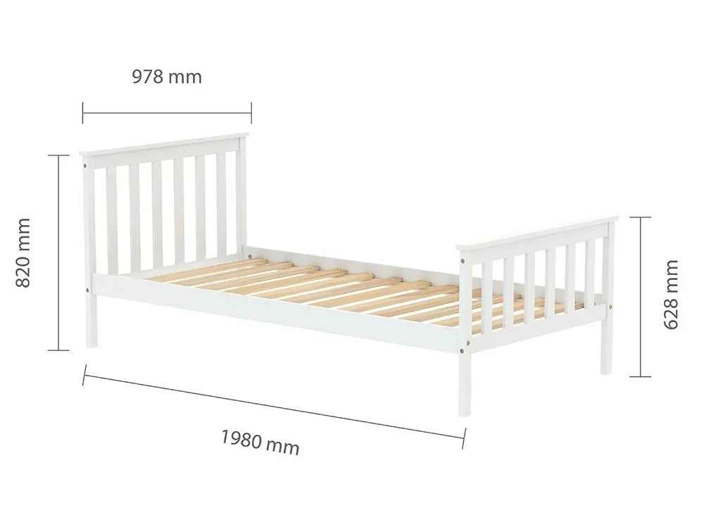 Birlea Furniture & Beds Clearance - Birlea Oxford 3ft Single White Wooden Bed Frame