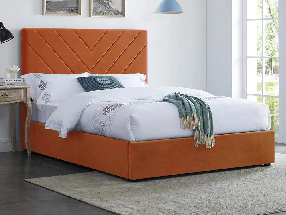 Orange upholstered deals bed