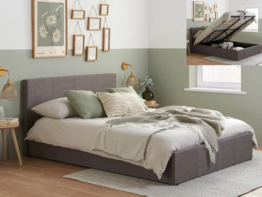 Birlea Berlin 4ft6 Double Grey Fabric Ottoman Bed Frame