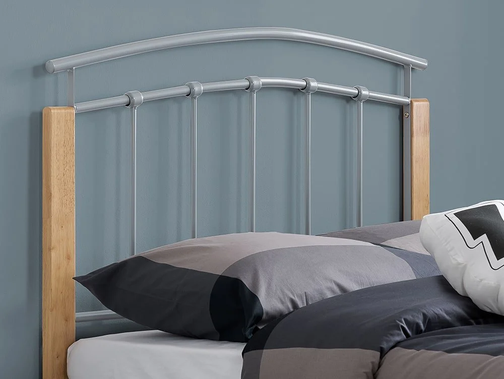Birlea Furniture & Beds Birlea Tetras 3ft Single Silver and Beech Metal Bed Frame