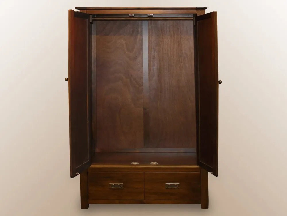 Core Products Core Boston 2 Door 2 Drawer Dark Antique Pine Wooden Double Wardrobe