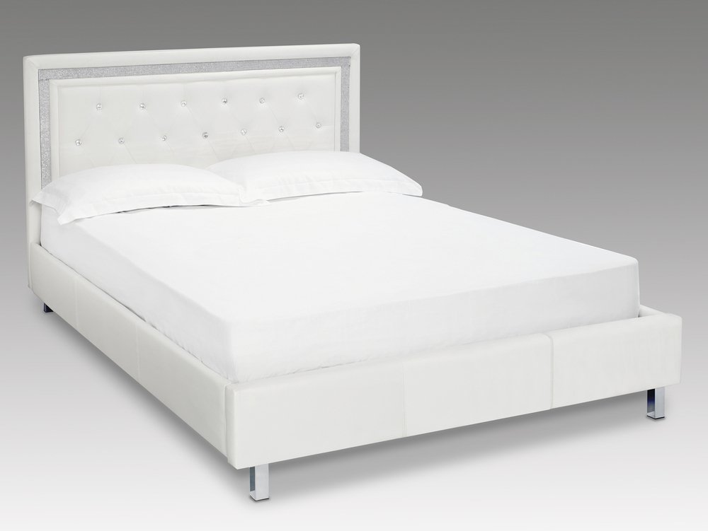 Lpd Crystalle 5ft King Size White, King Size White Leather Bed
