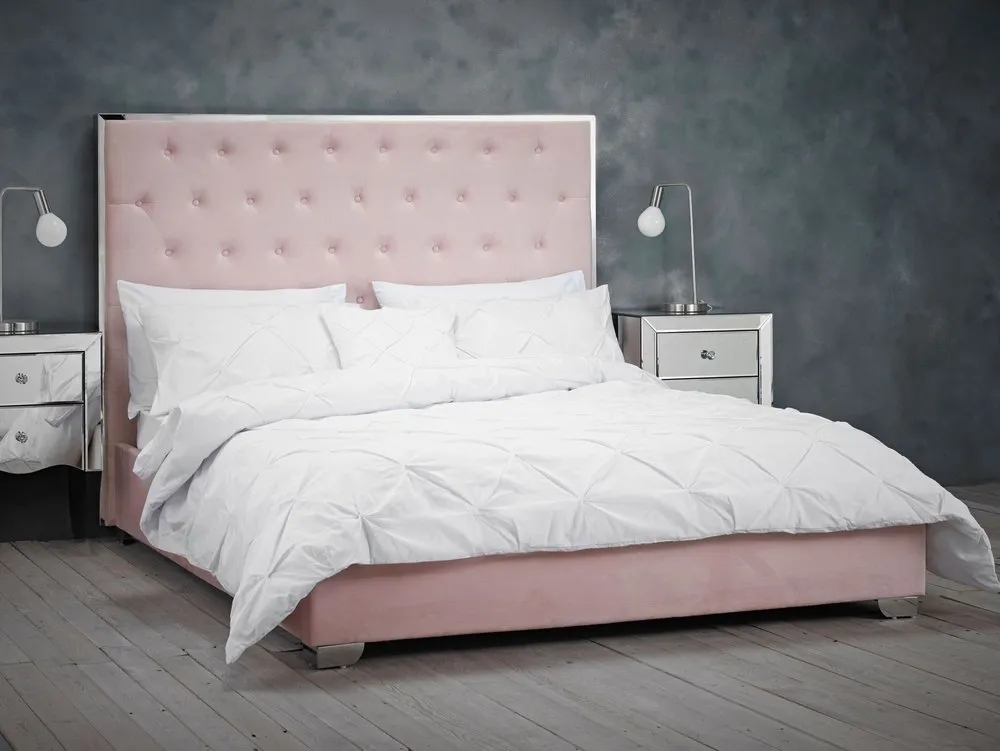 LPD LPD Meribel 5ft King Size Pink Velvet Fabric Bed Frame