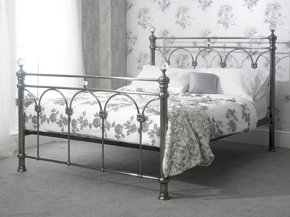 Sareer Sonita 5ft King Size Brushed Nickel Metal Bed Frame - Archers ...