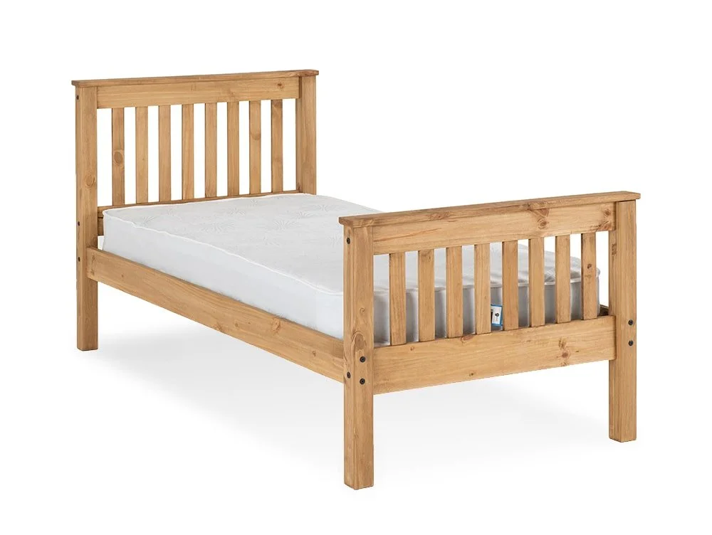 Seconique Seconique Monaco 3ft Single Wax Pine Wooden Bed Frame (High Footend)