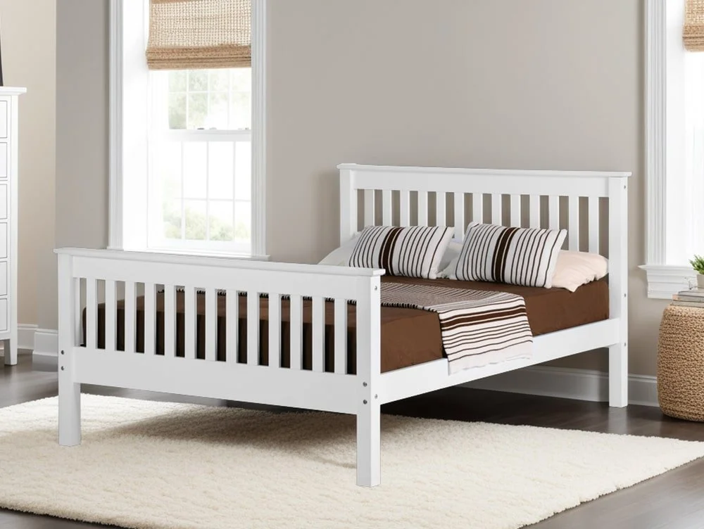 Seconique Seconique Monaco 4ft6 Double White Wooden Bed Frame (High Footend)