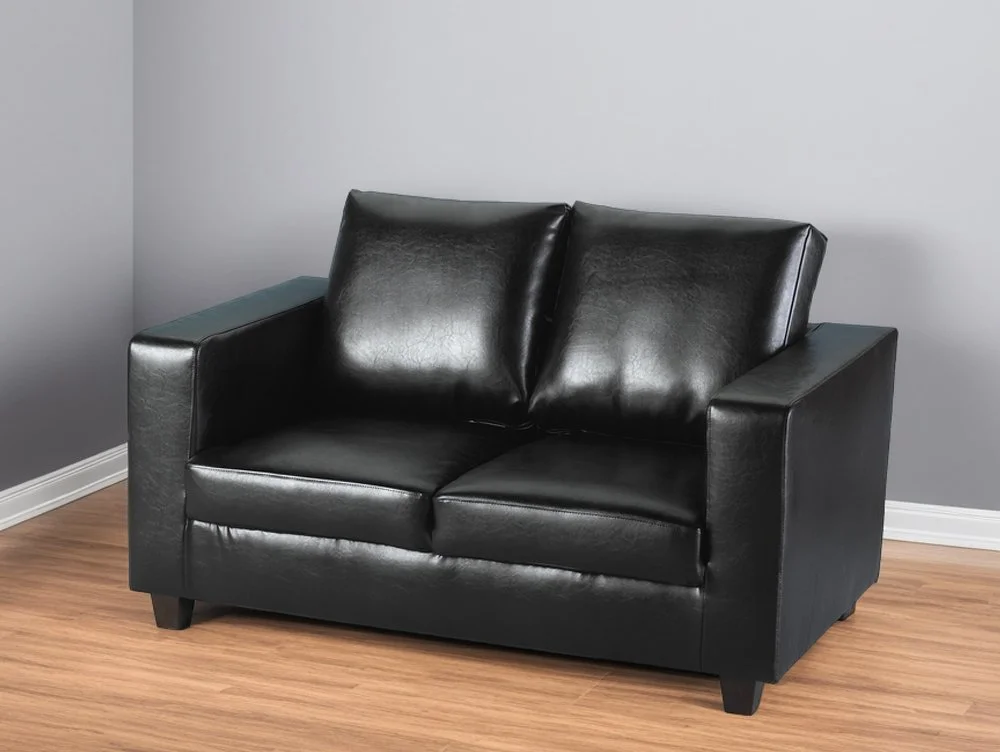 Seconique Seconique Tempo Black Faux Leather 2 Seater Sofa