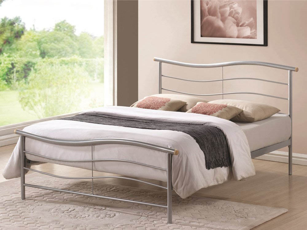 Time Living Waverley 4ft6 Double Silver, Silver Metal Bed Frame