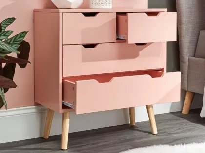 GFW Nyborg Coral Pink 2+2 Drawer Chest of Drawers