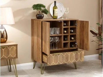 GFW Orleans Mango Effect 2 Door 1 Drawer Wine Cabinet