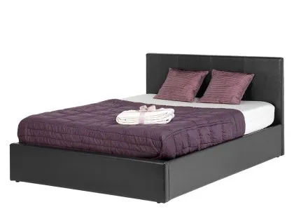 Seconique Waverley 4ft Small Double Black Faux Leather Ottoman Bed Frame