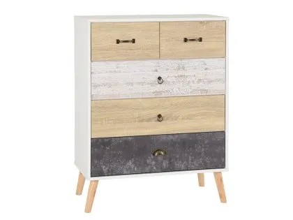 Seconique Nordic White and Oak 1 Drawer Study Desk