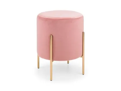 Julian Bowen Harrogate Pink Velvet Fabric Stool