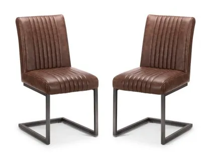 Julian Bowen Brooklyn Set of 2 Brown Faux Leather Dining Chairs