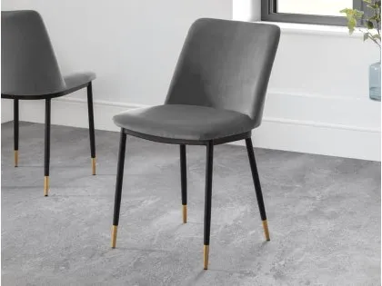 Julian Bowen Delaunay Set of 2 Grey Velvet Dining Chairs