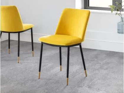 Julian Bowen Delaunay Set of 2 Mustard Velvet Dining Chairs