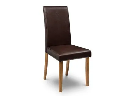 Julian Bowen Hudson Set of 2 Brown Faux Leather Dining Chairs
