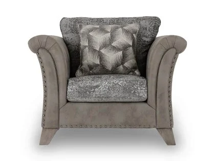 Seconique Grace Grey and Silver Fabric Arm Chair