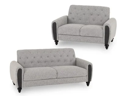 Seconique Chester Grey Fabric 3 Seater + 2 Seater Sofa Set