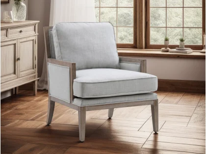 Kyoto Beatrice Grey Linen Fabric Accent Chair