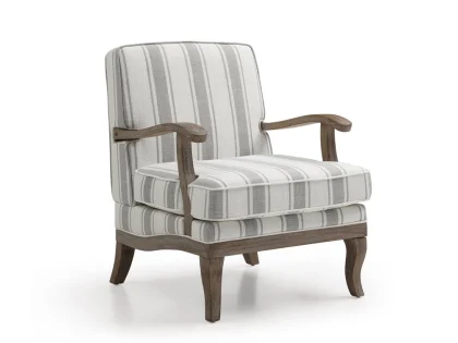 Kyoto Colwell Grey Stripe Linen Accent Chair