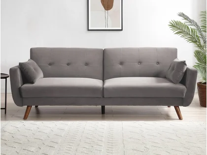 Kyoto Oslo Grey Velvet Sofa Bed