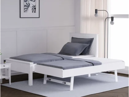 Kyoto Chevron 3ft Single White Wooden Guest Bed Frame