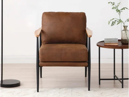 Kyoto Bronx Brown Faux Leather Accent Chair