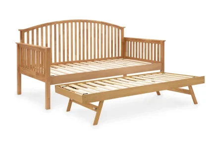 Clearance - GFW Madrid 3ft Single Oak Wooden Day Bed with Guest Bed Frame