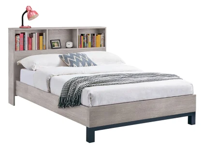 Julian Bowen Bali Bookcase 5ft King Size Grey Wooden Bed Frame