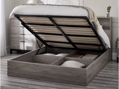 Julian Bowen Bali Bookcase 3ft Single Grey Wooden Ottoman Bed Frame