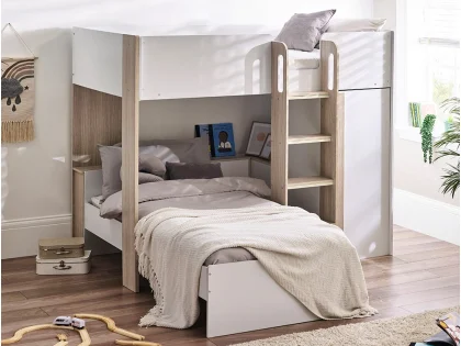 Julian Bowen Horizon 3ft Single Light Wood and White Wooden Bunk Bed Frame