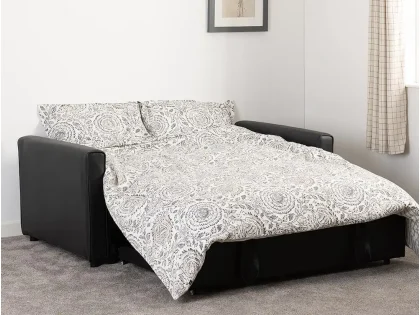 Clearance - Seconique Astoria Black Faux Leather Sofa Bed