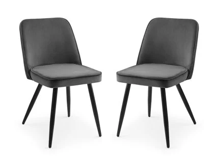 Julian Bowen Burgess Set of 2 Grey Velvet Dining Chairs