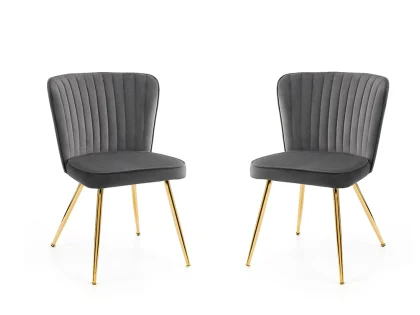 Julian Bowen Cannes Set of 2 Grey Velvet Dining Chairs