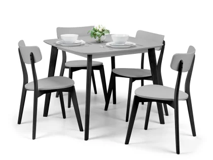 Julian Bowen Casa 90cm Grey and Black Dining Table and 4 Chair Set