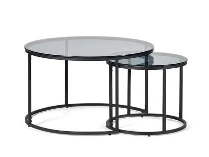 Julian Bowen Chicago Smoked Glass Round Nesting Coffee Tables