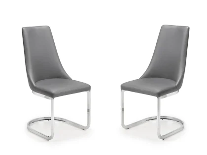 Julian Bowen Como Set of 2 Grey Faux Leather Dining Chairs