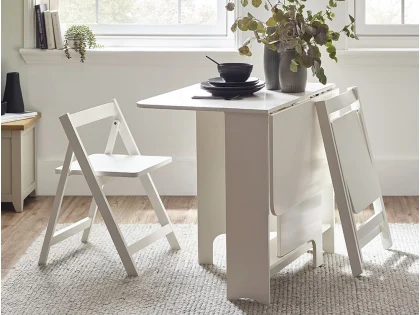 Julian Bowen Gatan White Foldaway Dining Table with 2 Chairs