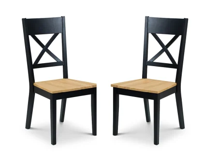 Julian Bowen Hockley Set of 2 Black and Light Oak Dining Chairs