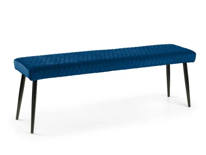 Julian Bowen Luxe 140cm Blue Velvet Dining Bench