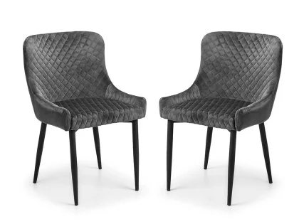 Julian Bowen Luxe Set of 2 Grey Velvet Dining Chairs