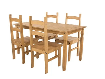 Core Corona Pine Rectangular Dining Table and 4 Chair Set