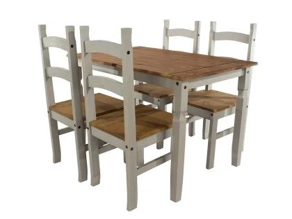 Core Corona Grey and Pine Rectangular Dining Table and 4 Chair Set