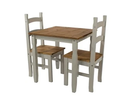 Core Corona Grey and Pine Square Dining Table and 2 Chair Set