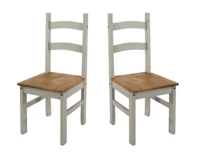 Core Corona Set of 2 Grey Solid Pine Chairs